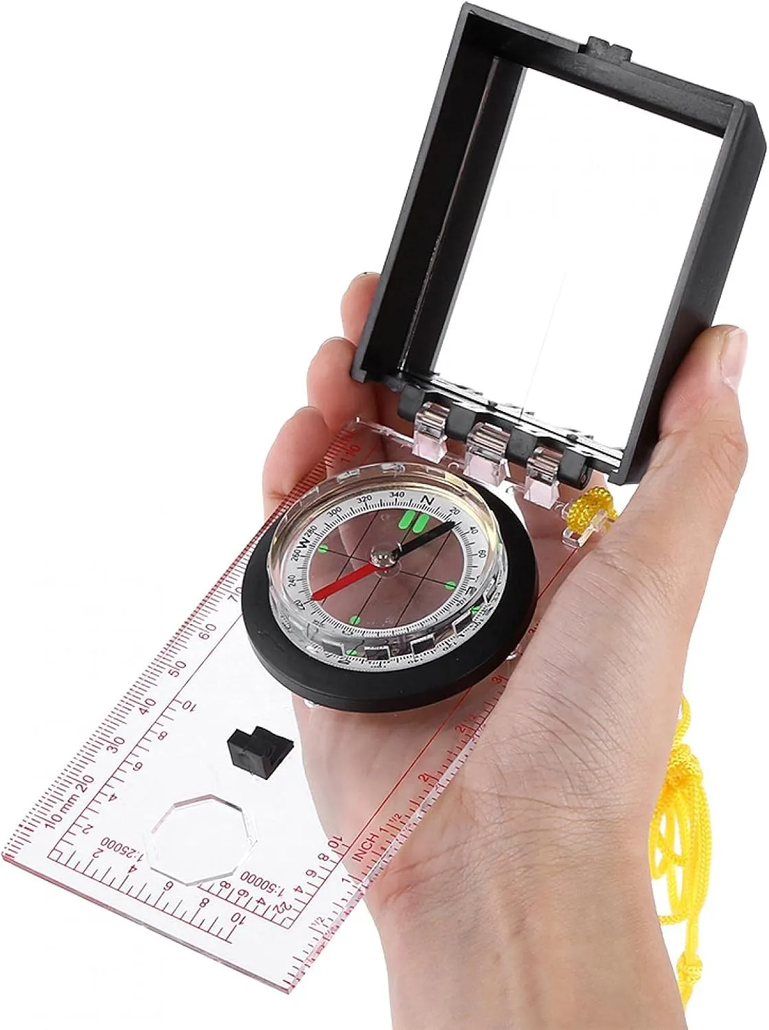 Aigid Brújula de navegación  brújula multifuncional con regla de mapeo y kit de emergencia de espejo para actividades al aire li