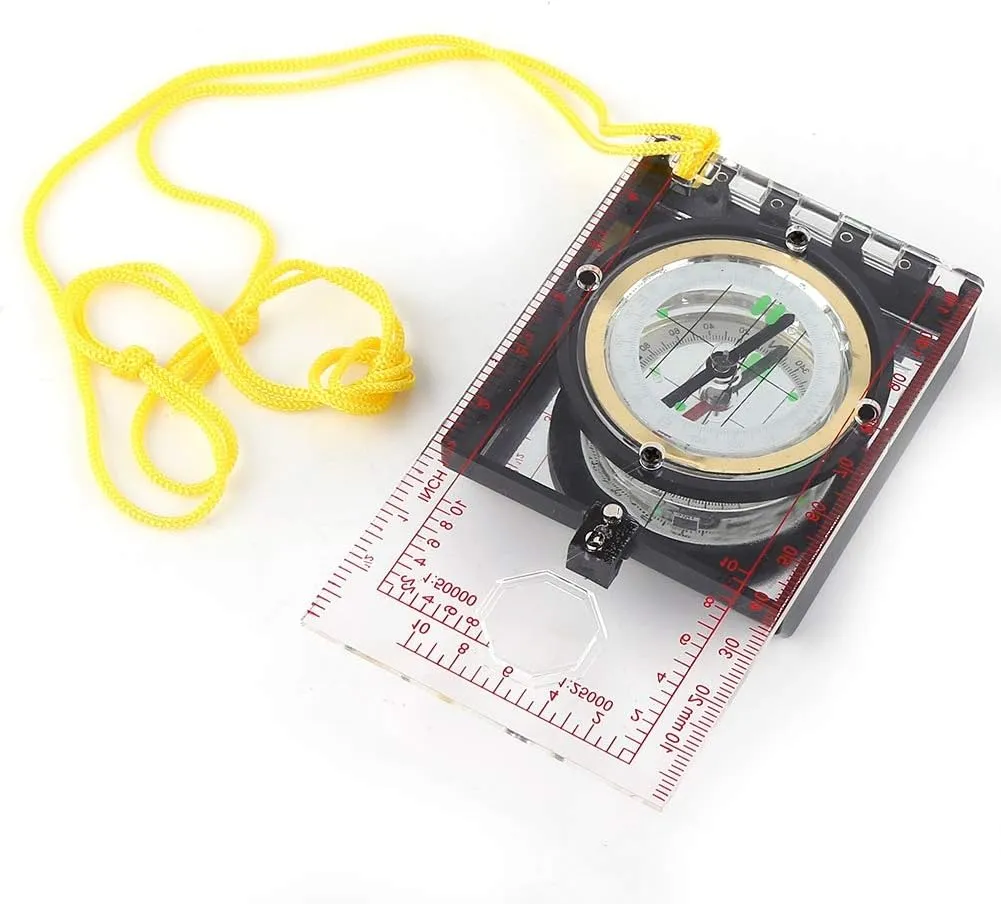 Aigid Brújula de navegación  brújula multifuncional con regla de mapeo y kit de emergencia de espejo para actividades al aire li