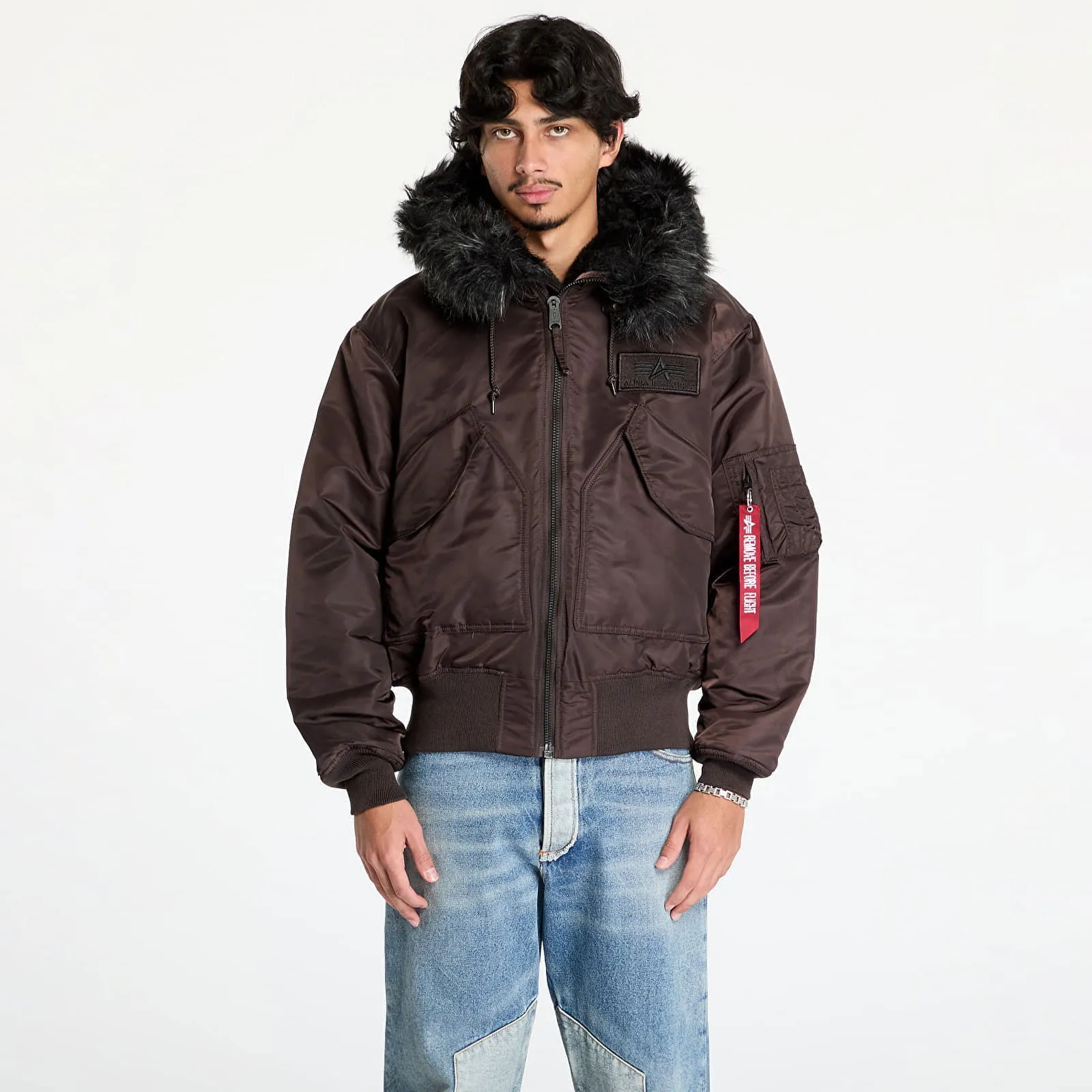 Alpha Industries 45P Hooded Custom Jacket Hunter Brown L