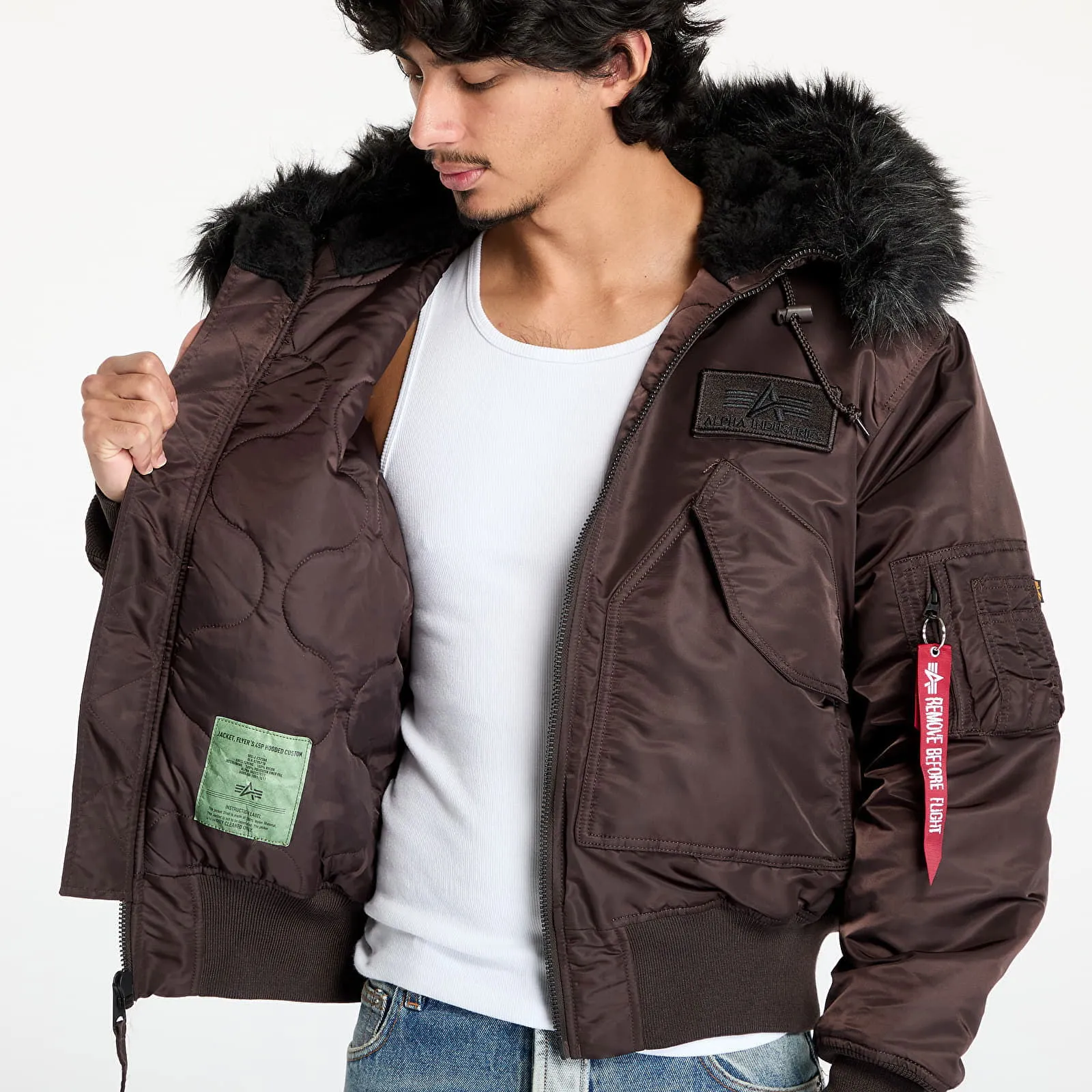 Alpha Industries 45P Hooded Custom Jacket Hunter Brown L