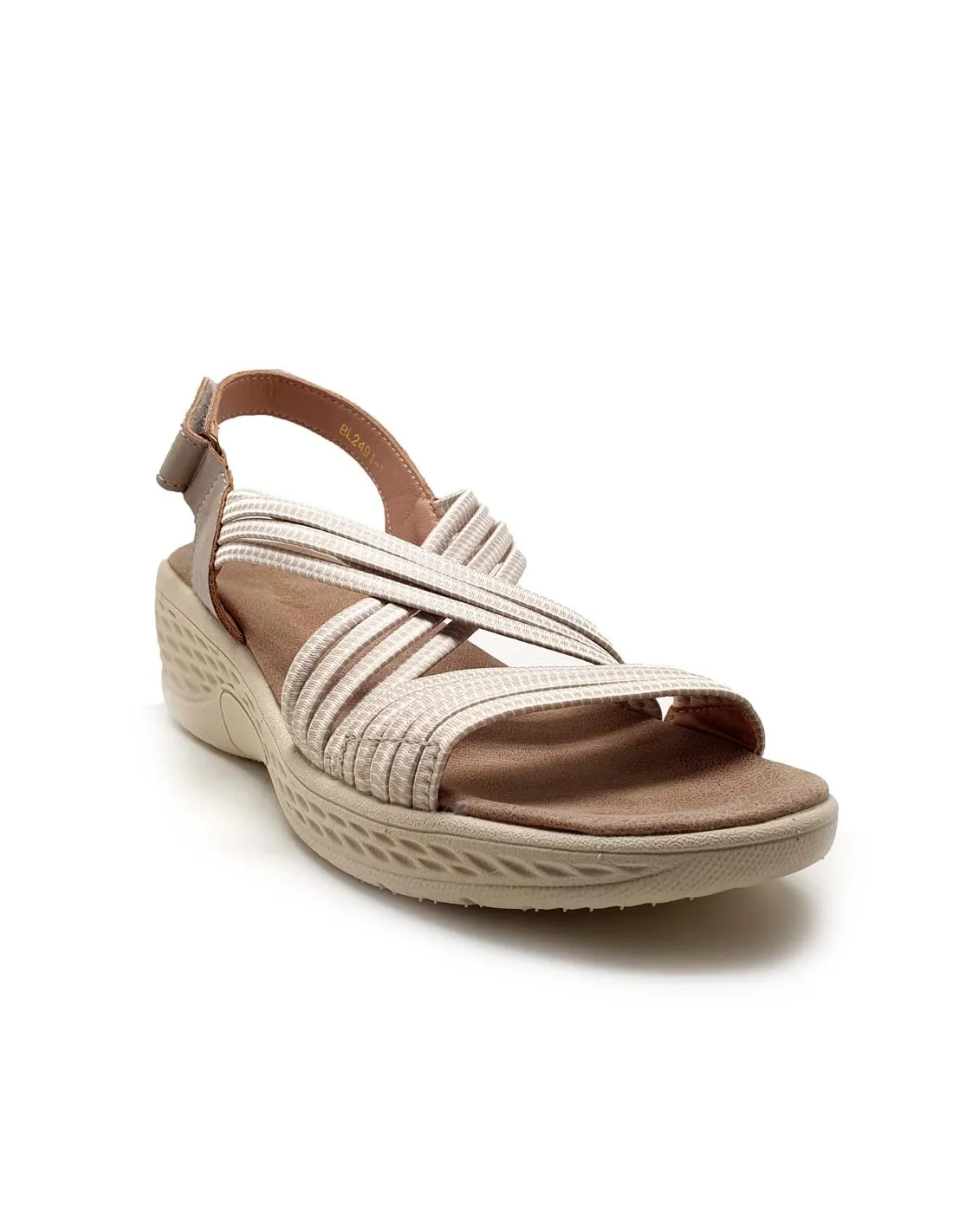BALLERI SANDALIA MUJER CON CUÑA Y TIRAS ELÁSTICAS BL24911BG