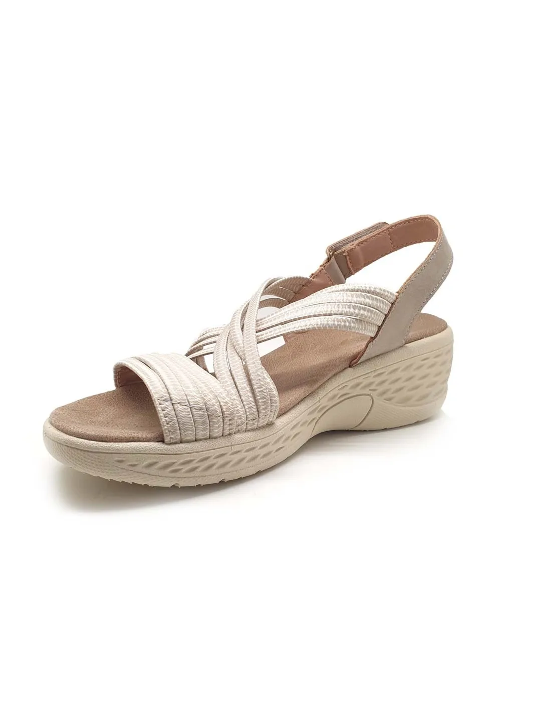 BALLERI SANDALIA MUJER CON CUÑA Y TIRAS ELÁSTICAS BL24911BG