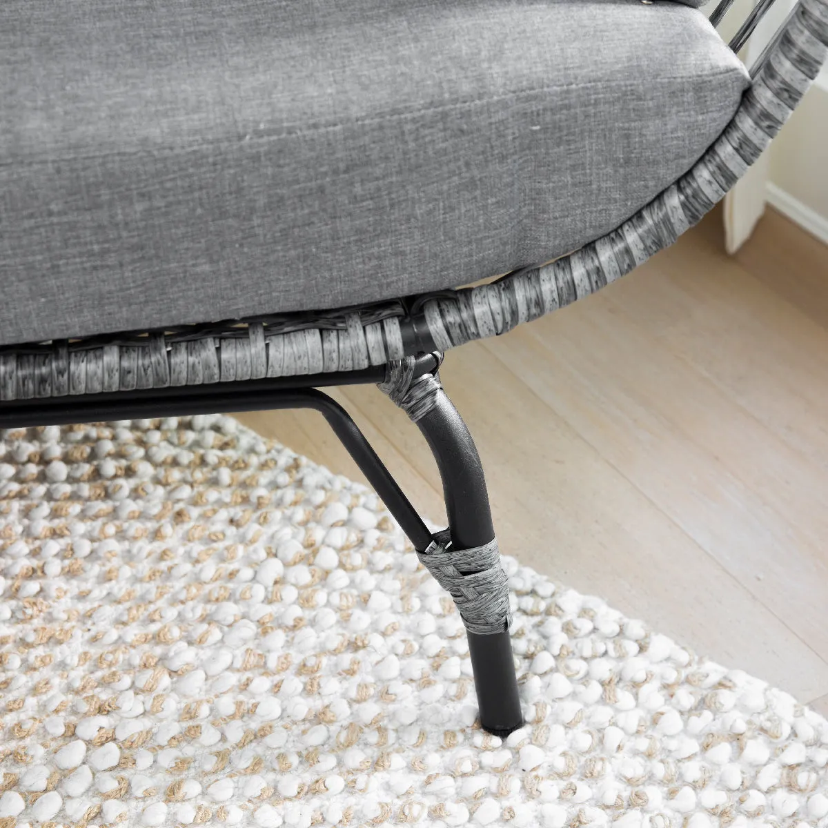 BARTON  SILLA DE MIMBRE ESTILO HUEVO DE GRAN TAMAñO CON DOSEL Y 4 COJINES
