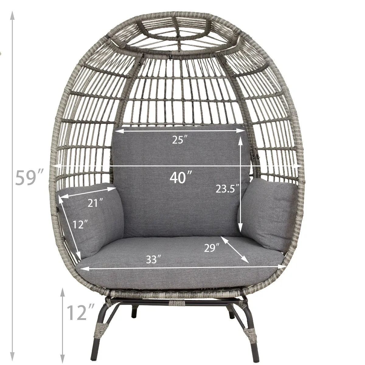 BARTON  SILLA DE MIMBRE ESTILO HUEVO DE GRAN TAMAñO CON DOSEL Y 4 COJINES