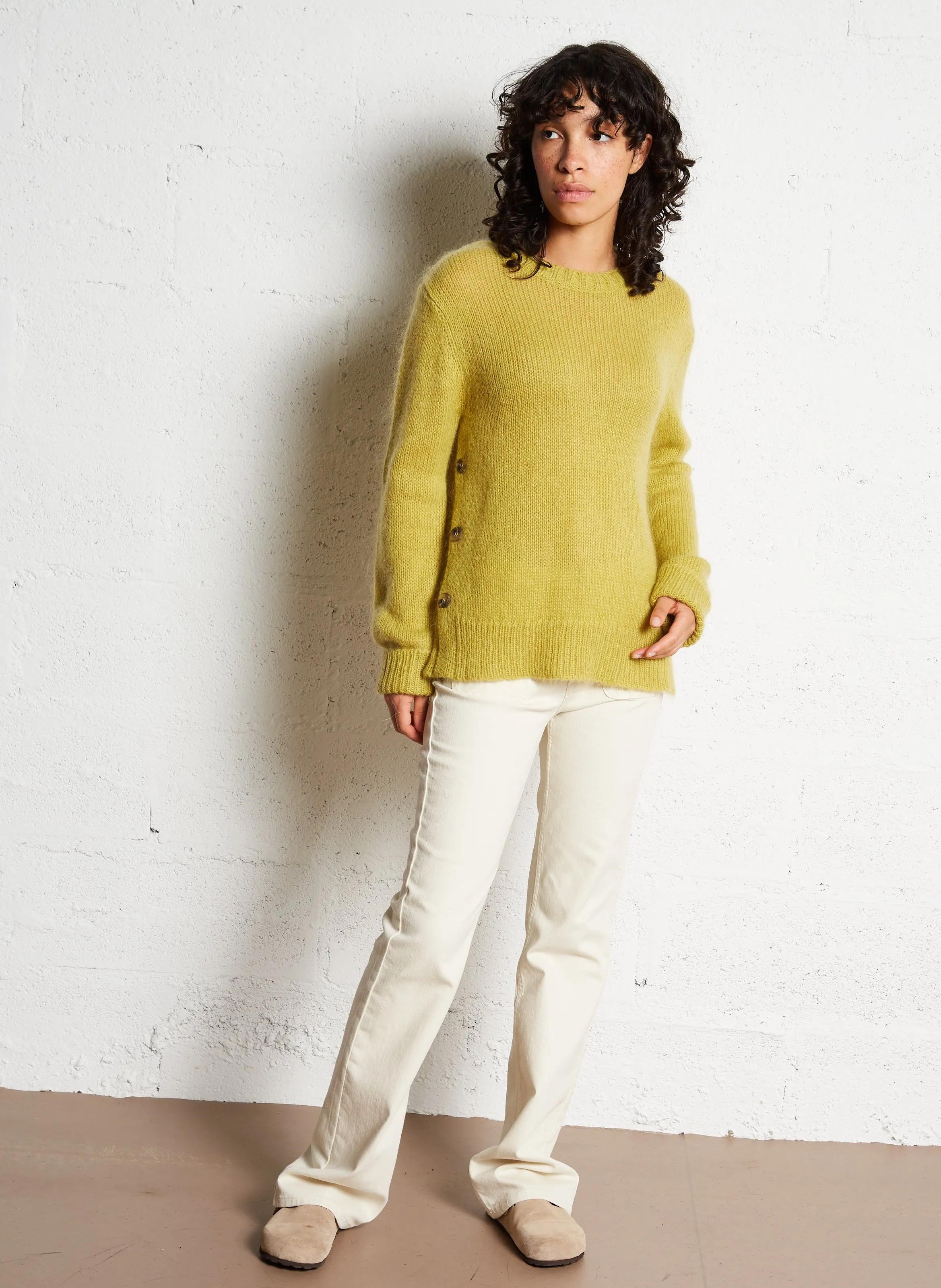 BELLA JONES LIBELLULE  JERSEY CORTO CON CUELLO DE LúREX EN AMARILLO
