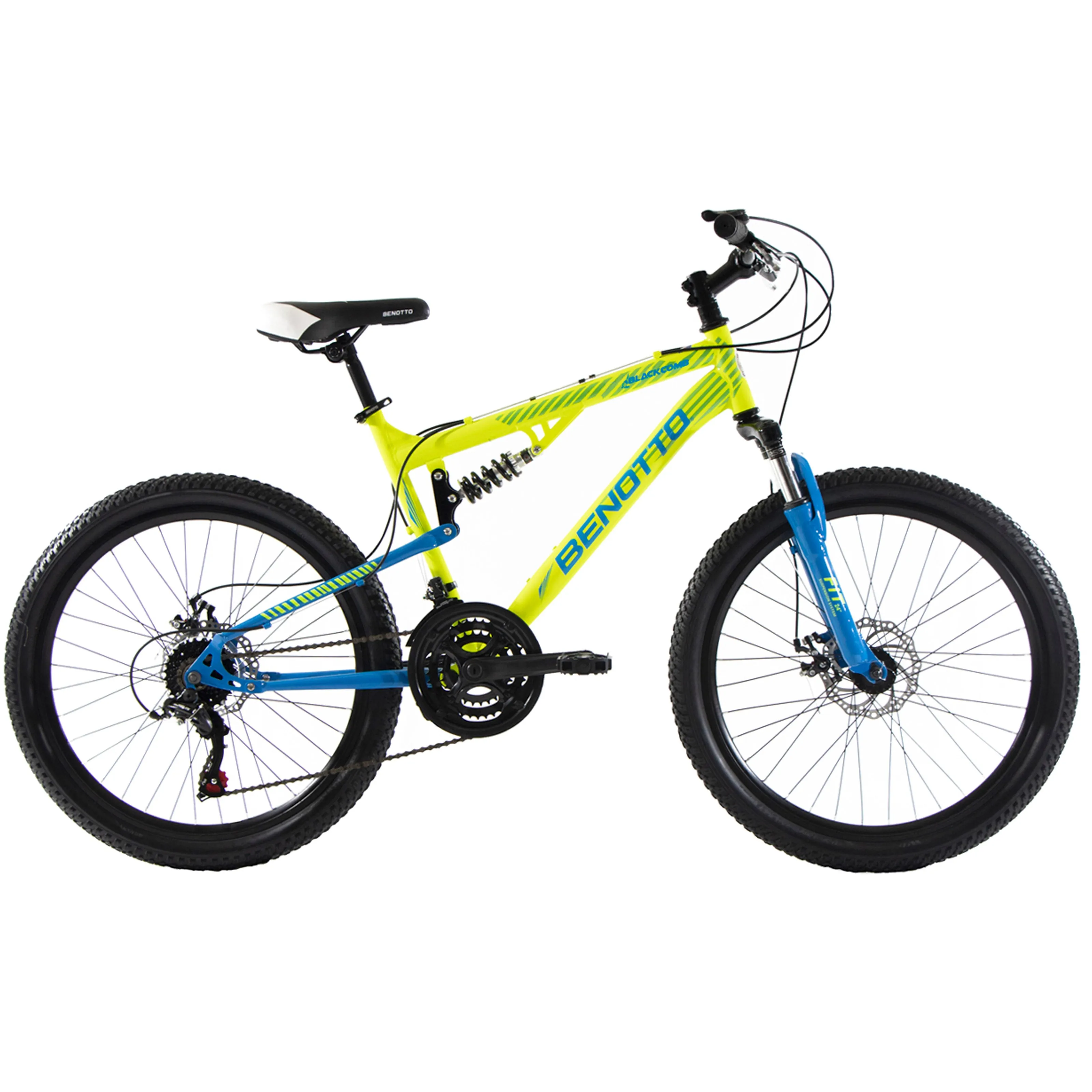 Bicicleta BENOTTO Montaa BLACKCOMB R24 21V. Hombre DS Frenos Doble Disco Mecanico Acero Amarillo Neon/Azul Talla:UN