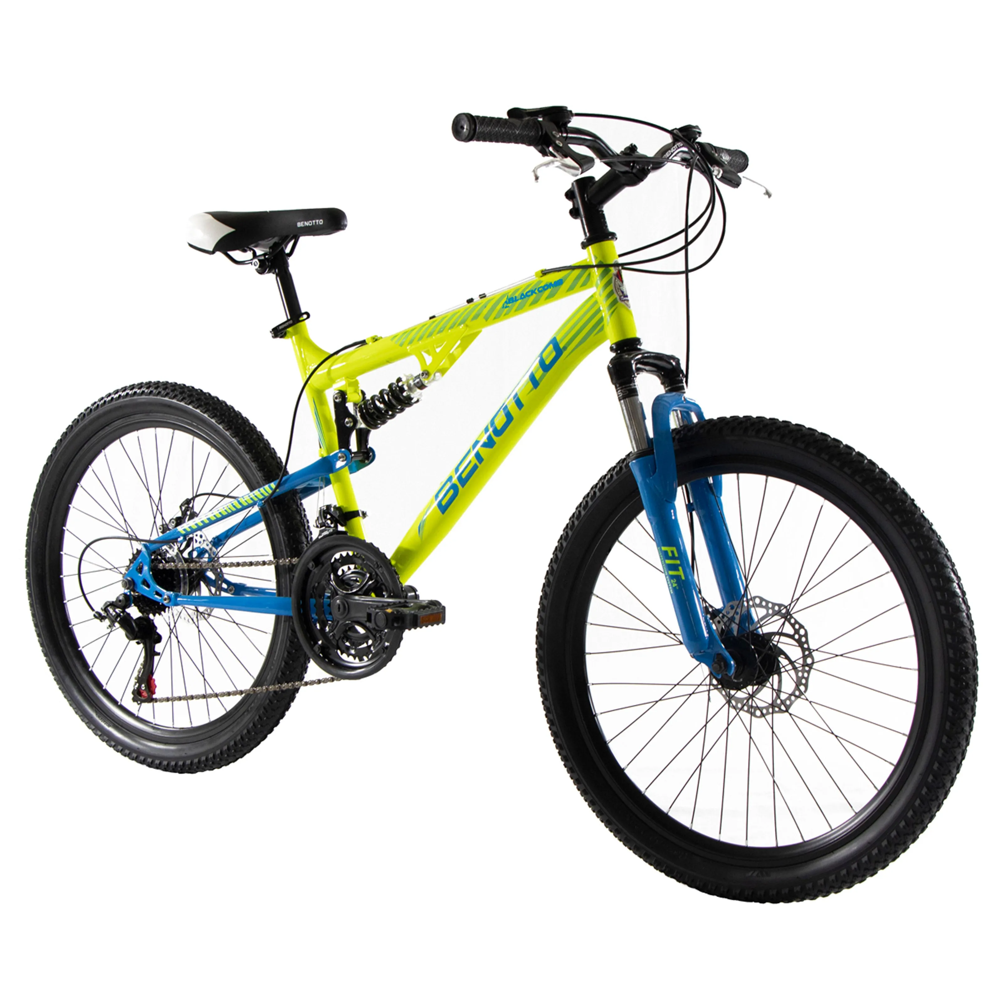 Bicicleta BENOTTO Montaa BLACKCOMB R24 21V. Hombre DS Frenos Doble Disco Mecanico Acero Amarillo Neon/Azul Talla:UN