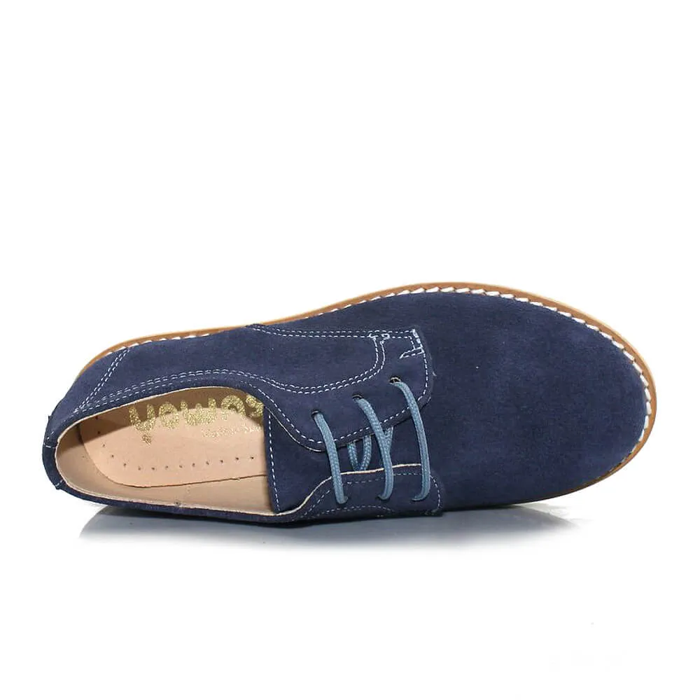 Blucher Comunión Niño Azul Océano Serraje Yowas