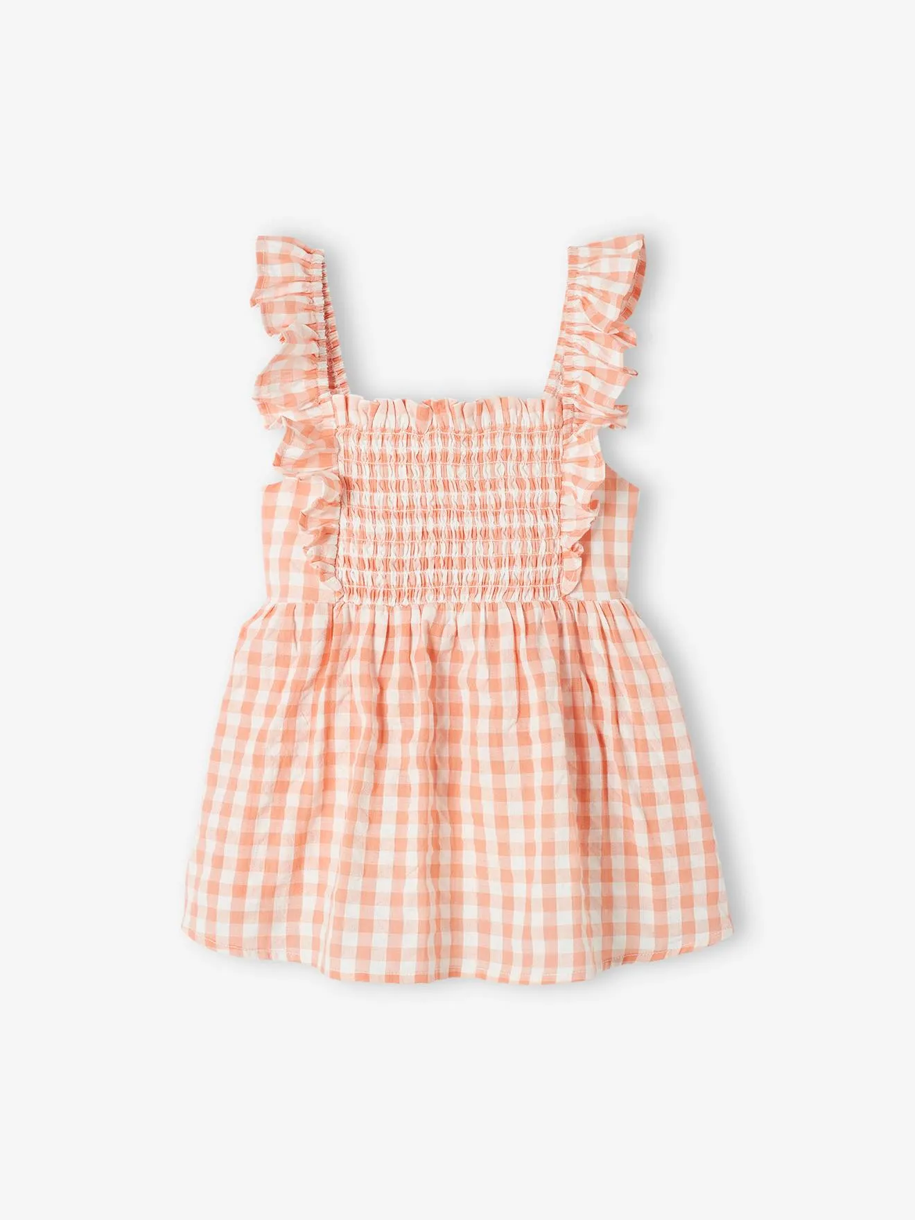 Blusa con smocks y tirantes con volantes para niña