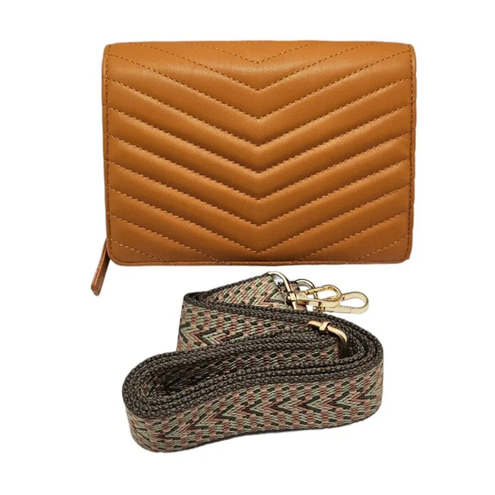 Bolso Bandolera Amarillo Asa Ajustable Cremallera Dorada