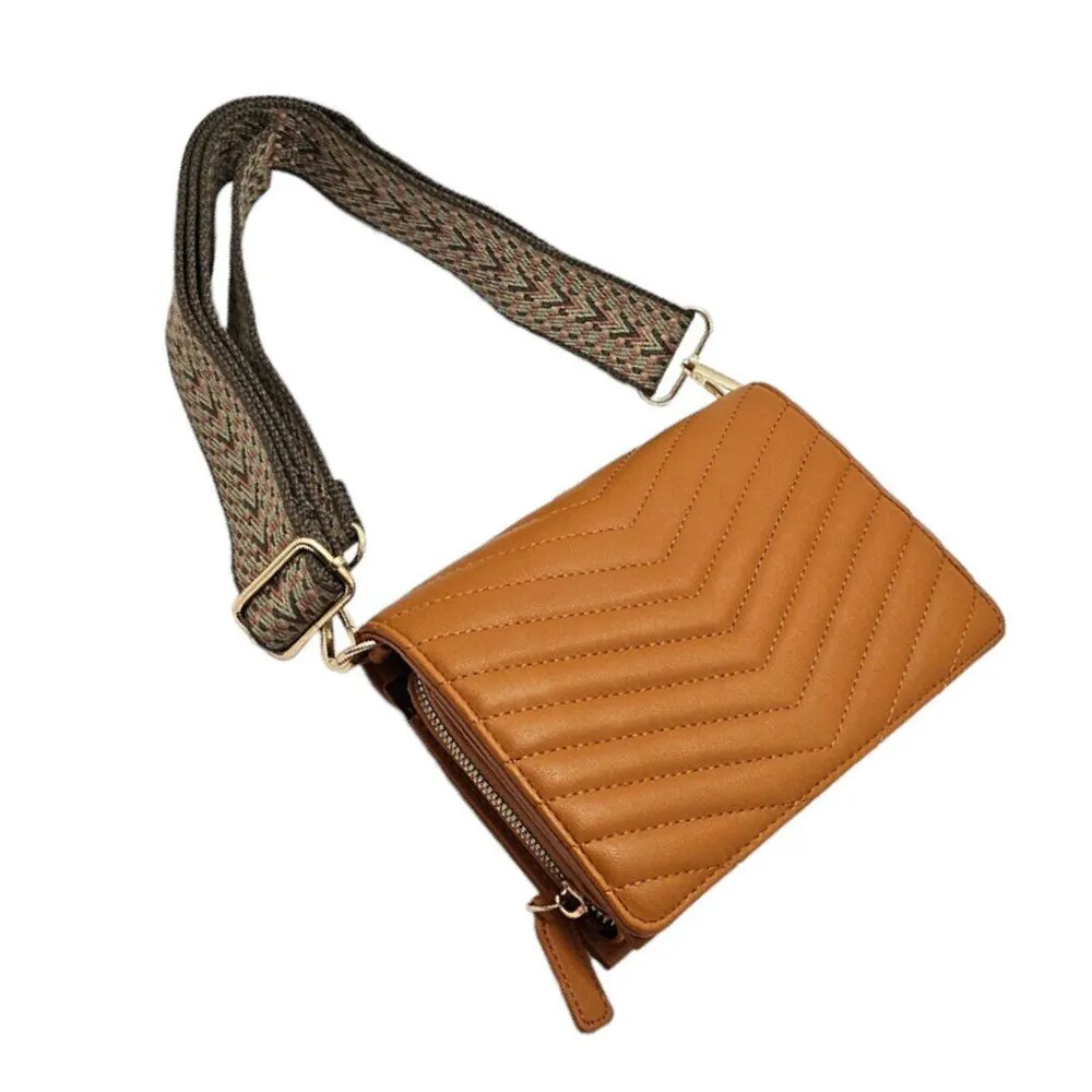 Bolso Bandolera Amarillo Asa Ajustable Cremallera Dorada