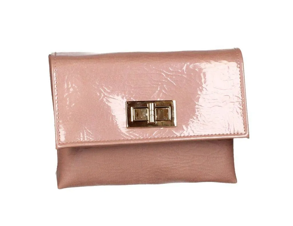 Bolso Rosa Con Tapa Cierre Metal y Cadena