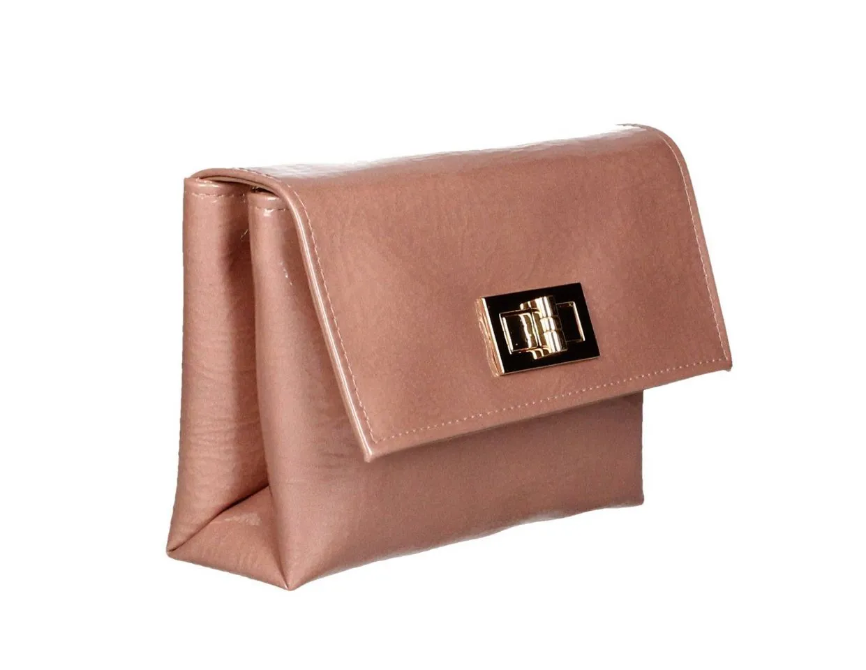 Bolso Rosa Con Tapa Cierre Metal y Cadena