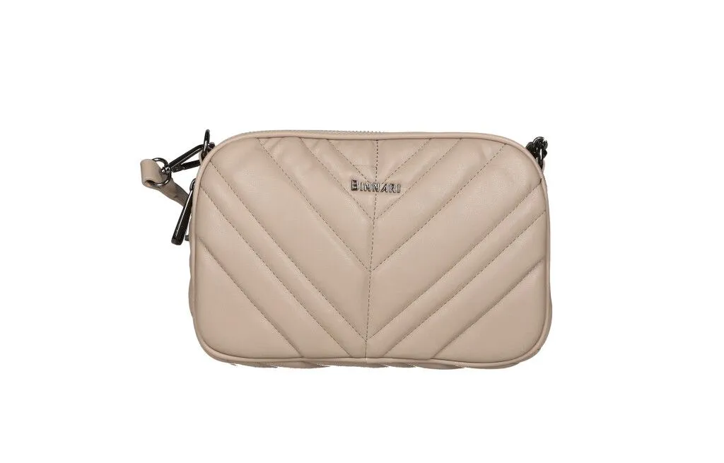 Bolso Taupe Enguatado Pespuntes En v Dos Cremalleras