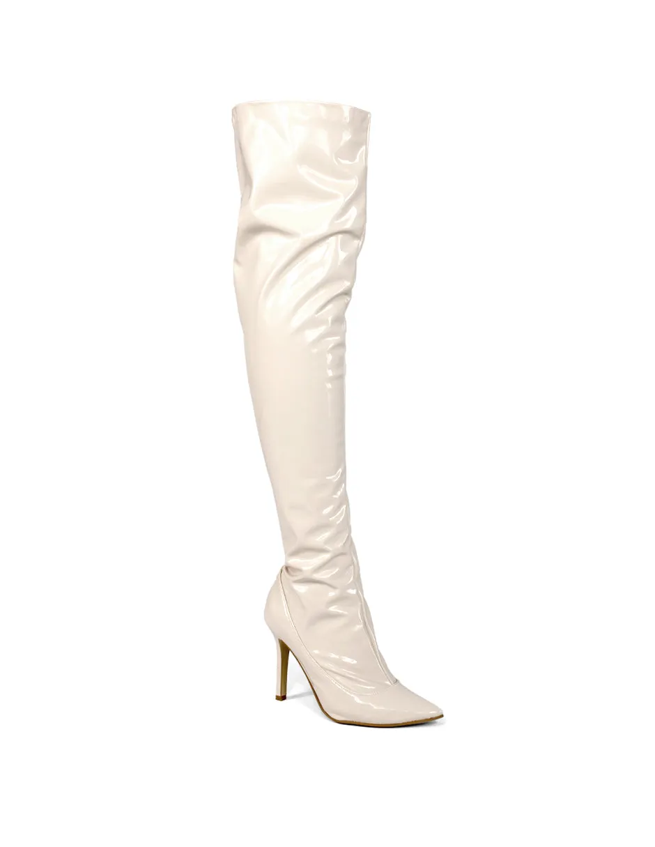 Botas altas Exterior Charol Color Beige Para Mujer De RBCOLLECTION