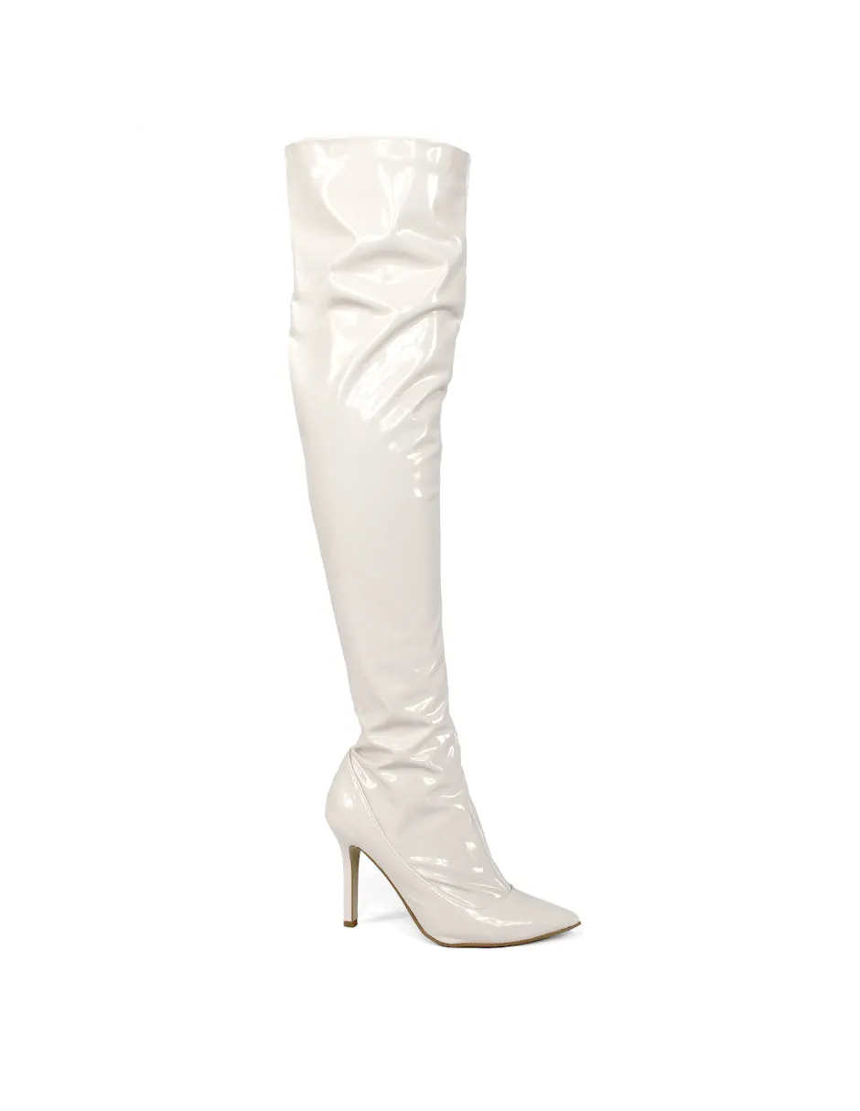 Botas altas Exterior Charol Color Beige Para Mujer De RBCOLLECTION