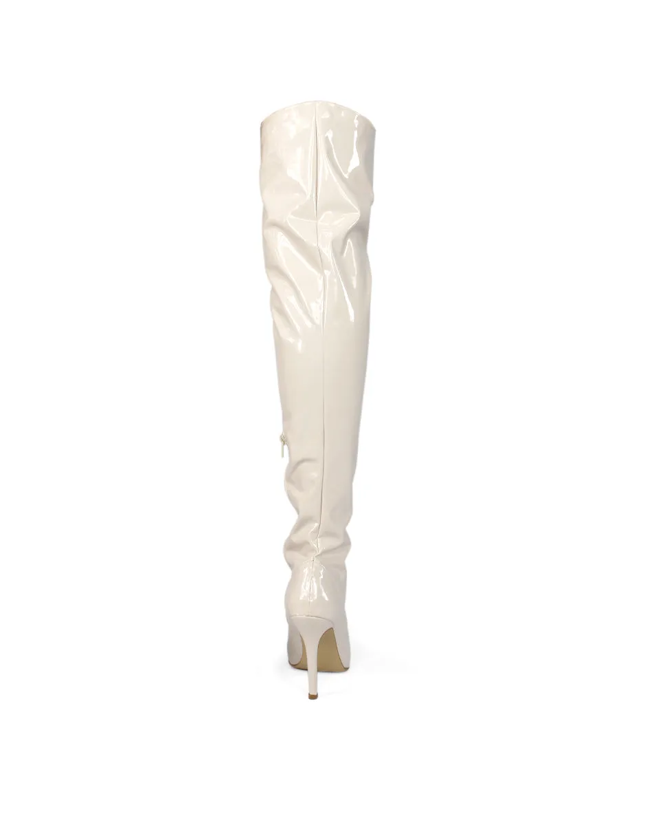 Botas altas Exterior Charol Color Beige Para Mujer De RBCOLLECTION