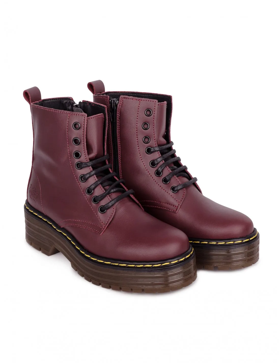 Botas Militares Plataforma Burdeos PERA LIMONERA