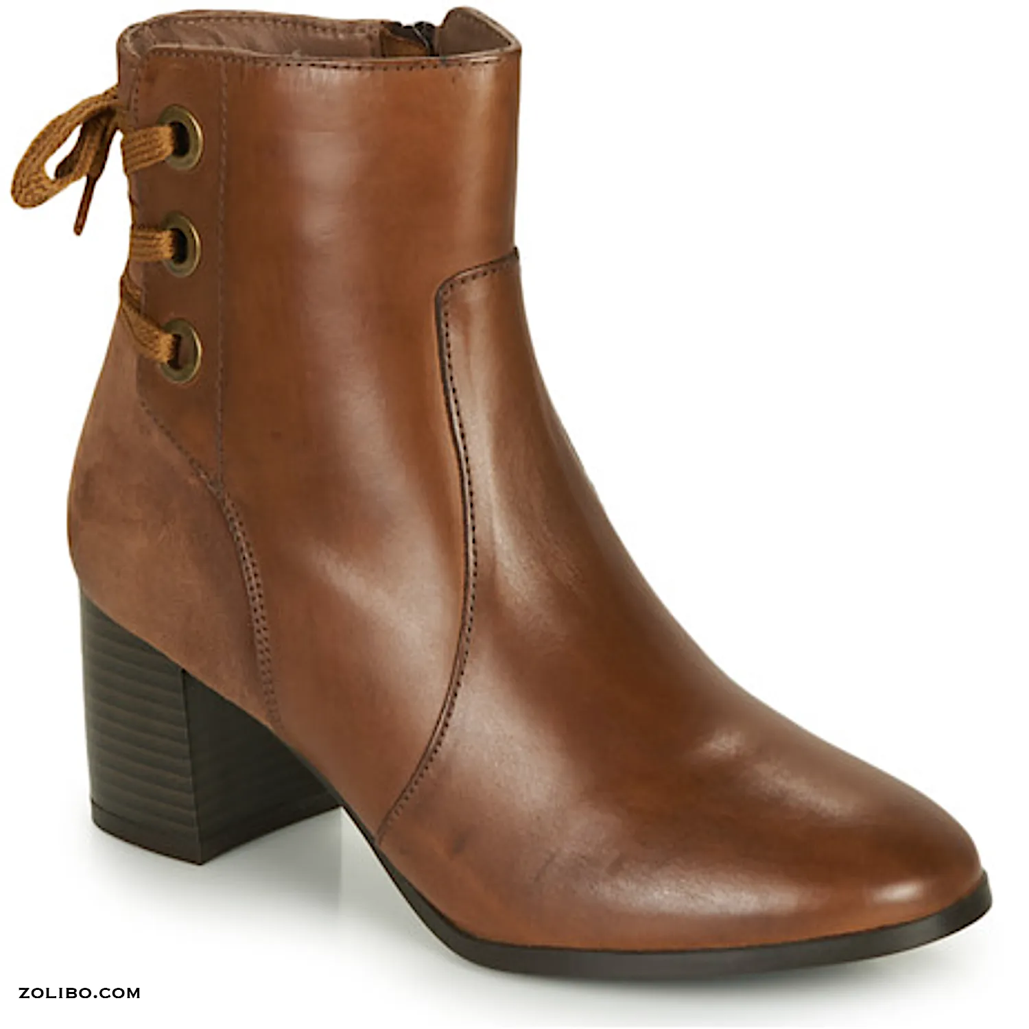 Botine mujer cuero camello