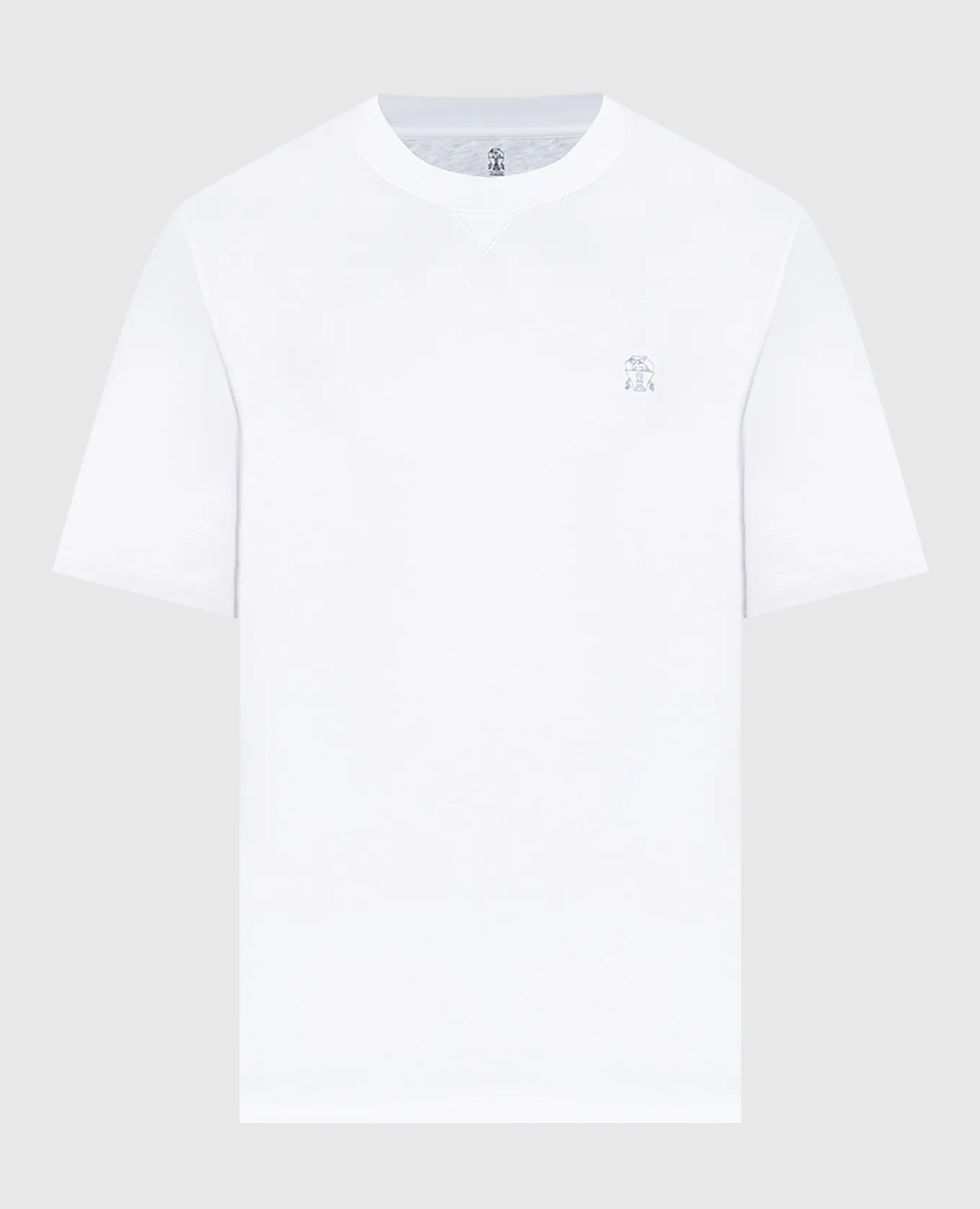 BRUNELLO CUCINELLI WHITE TSHIRT WITH LOGO EMBROIDERY