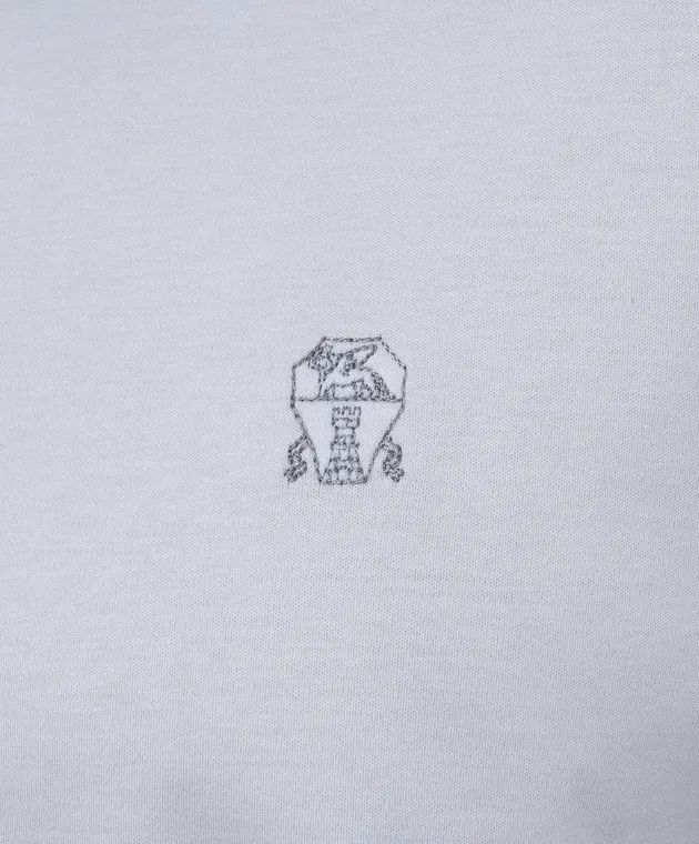 BRUNELLO CUCINELLI WHITE TSHIRT WITH LOGO EMBROIDERY