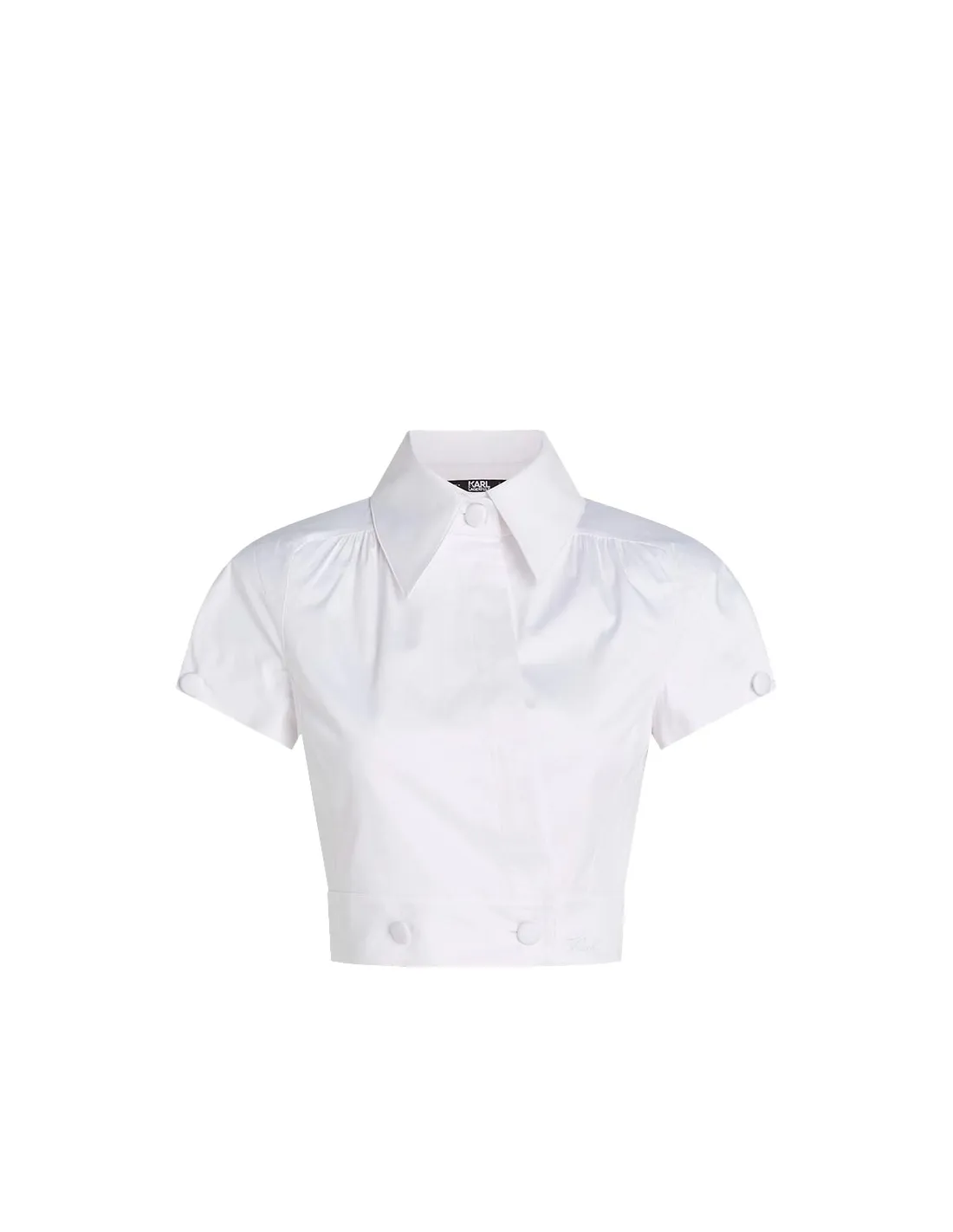 Camisa blanca con maxicuello y botones