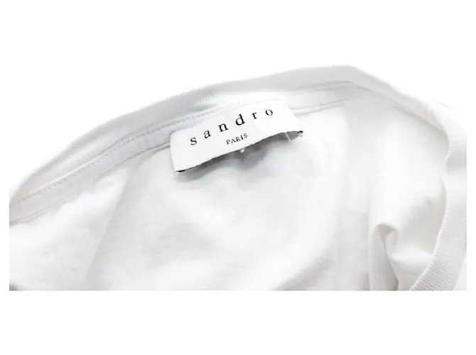 Camiseta de algodón blanco con parche Sandro Paris 
