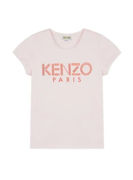 Camiseta Kenzo Logo JG Rosa Para Niña