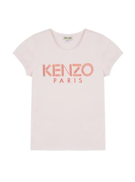 Camiseta Kenzo Logo JG Rosa Para Niña