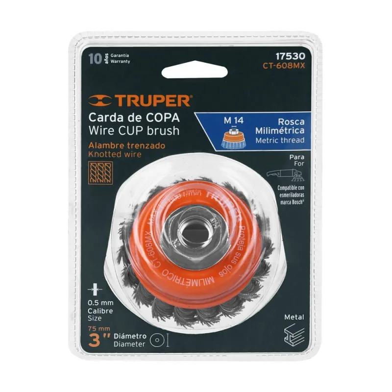 Carda Copa Trenzada 3" (75mm) M14 Truper 17530