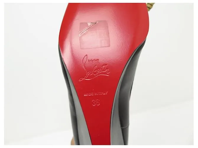Christian Louboutin NUEVOS ZAPATOS DE CRISTIANO LOUBOUTIN 36 NÁUTICOS CUÑA PIEL NEGRO 