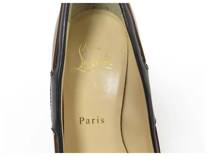 Christian Louboutin NUEVOS ZAPATOS DE CRISTIANO LOUBOUTIN 36 NÁUTICOS CUÑA PIEL NEGRO 