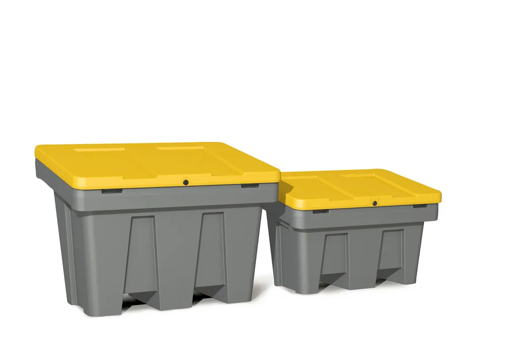 Contenedor para granulados tipo GB 150 en polietileno (PE), volumen 150 litros, tapa amarilla