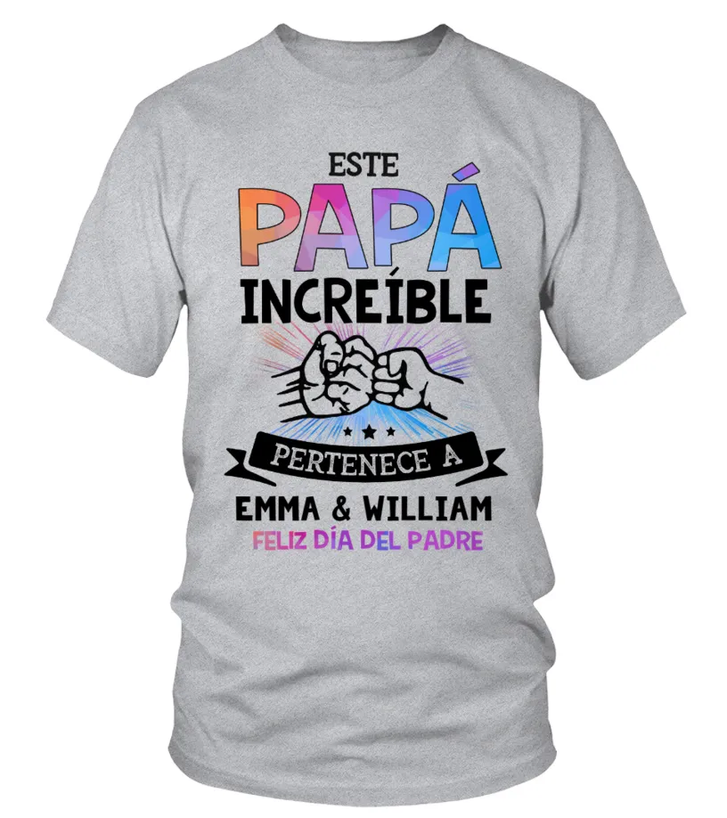 Este papá increíble pertenece a Emma & William. Feliz día del padre Camiseta cuello redondo Unisex