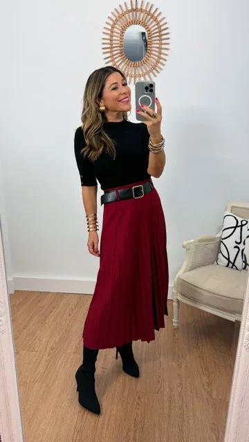 Falda Plisada tablitas Burdeos
