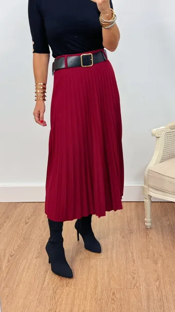 Falda Plisada tablitas Burdeos