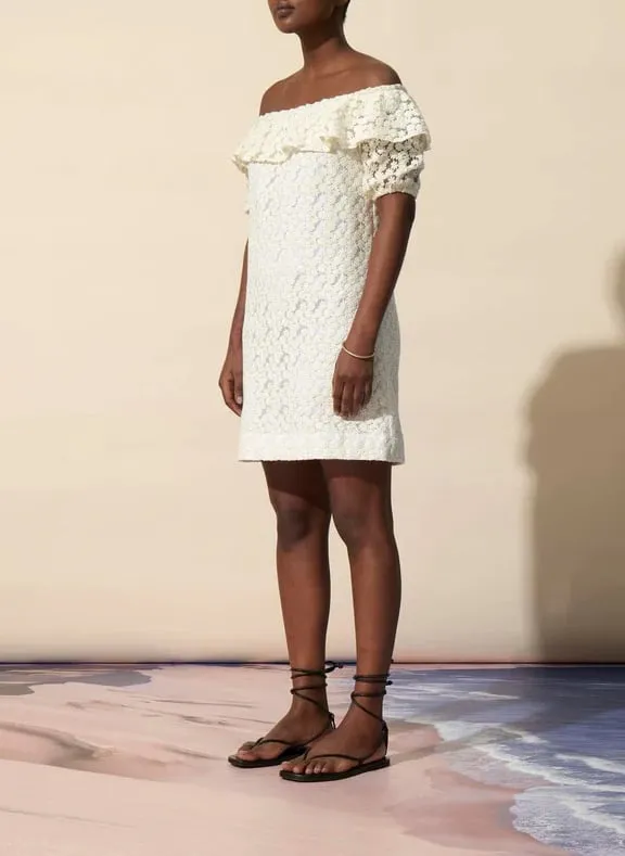 FETE IMPERIALE RIO  VESTIDO CORTO CON CUELLO BARDOT EN MEZCLA DE ALGODóN EN BEIGE