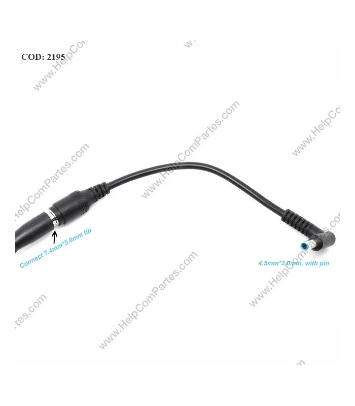 HP AC POWER ADAPTER DONGLE CONVERTER 150W 7.4*5.0 HEMBRA A 4.5*3.0mm MACHO 100~240V PIN AZUL