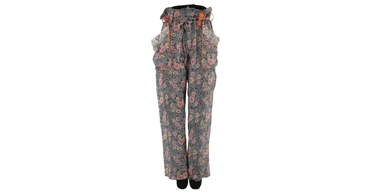 Isabel Marant Pantalones rectos de seda Negro 