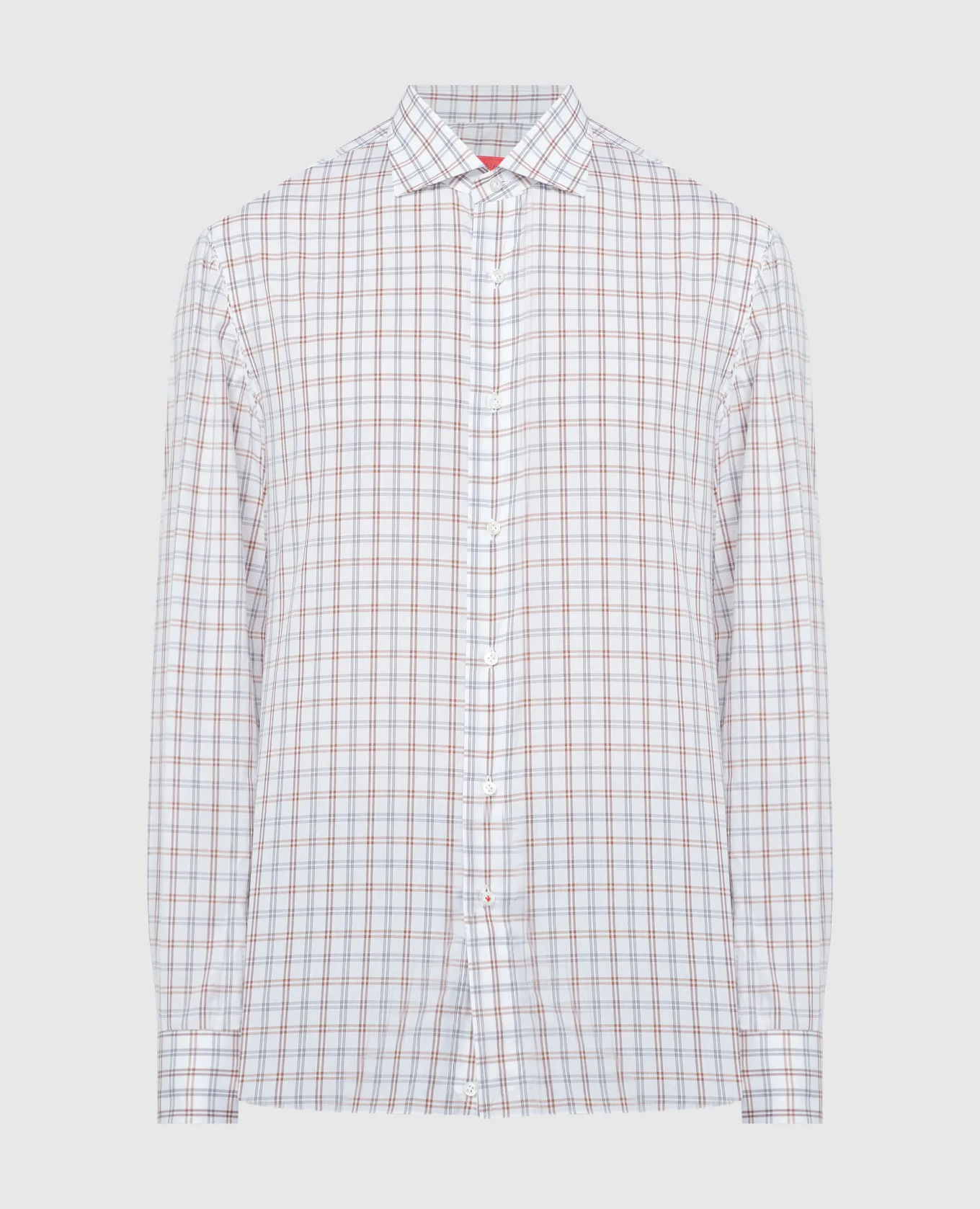 ISAIA A white checkered straight cut shirt
