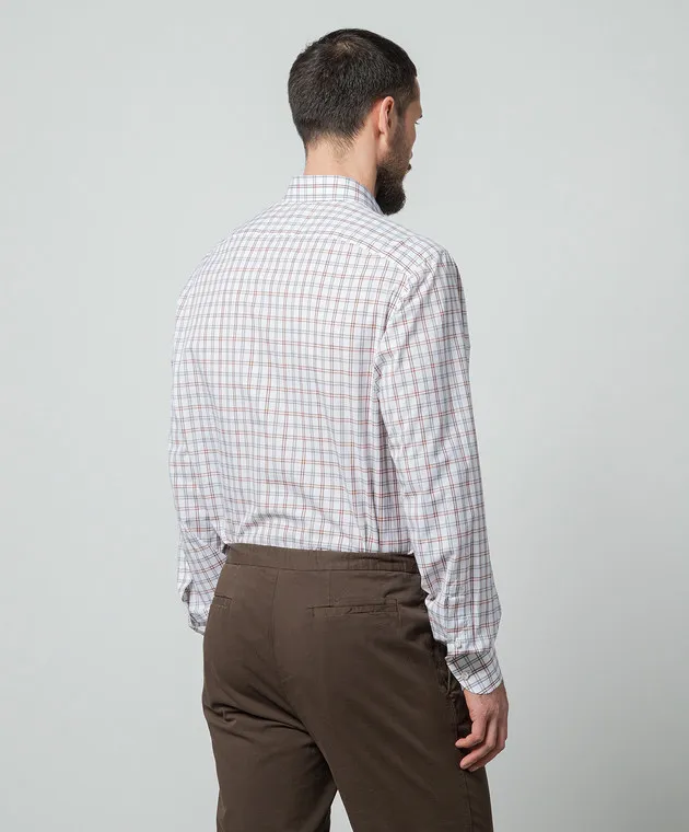 ISAIA A white checkered straight cut shirt