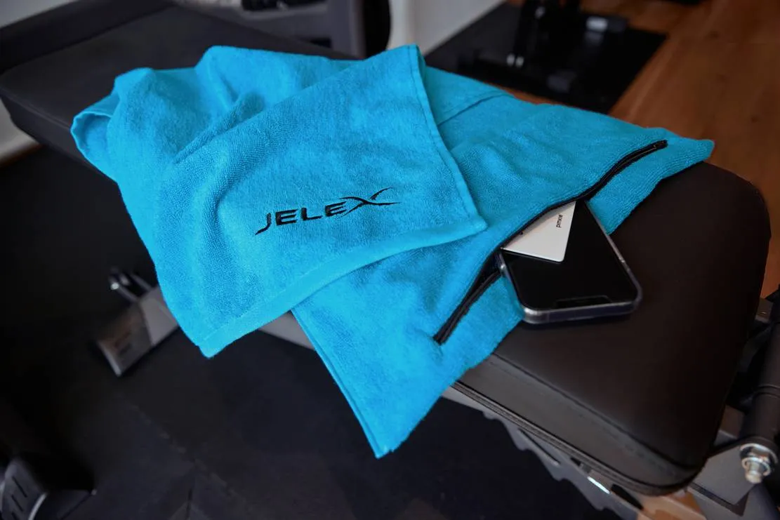 JELEX "100FIT" Toalla de fitness con bolsillo turquesa