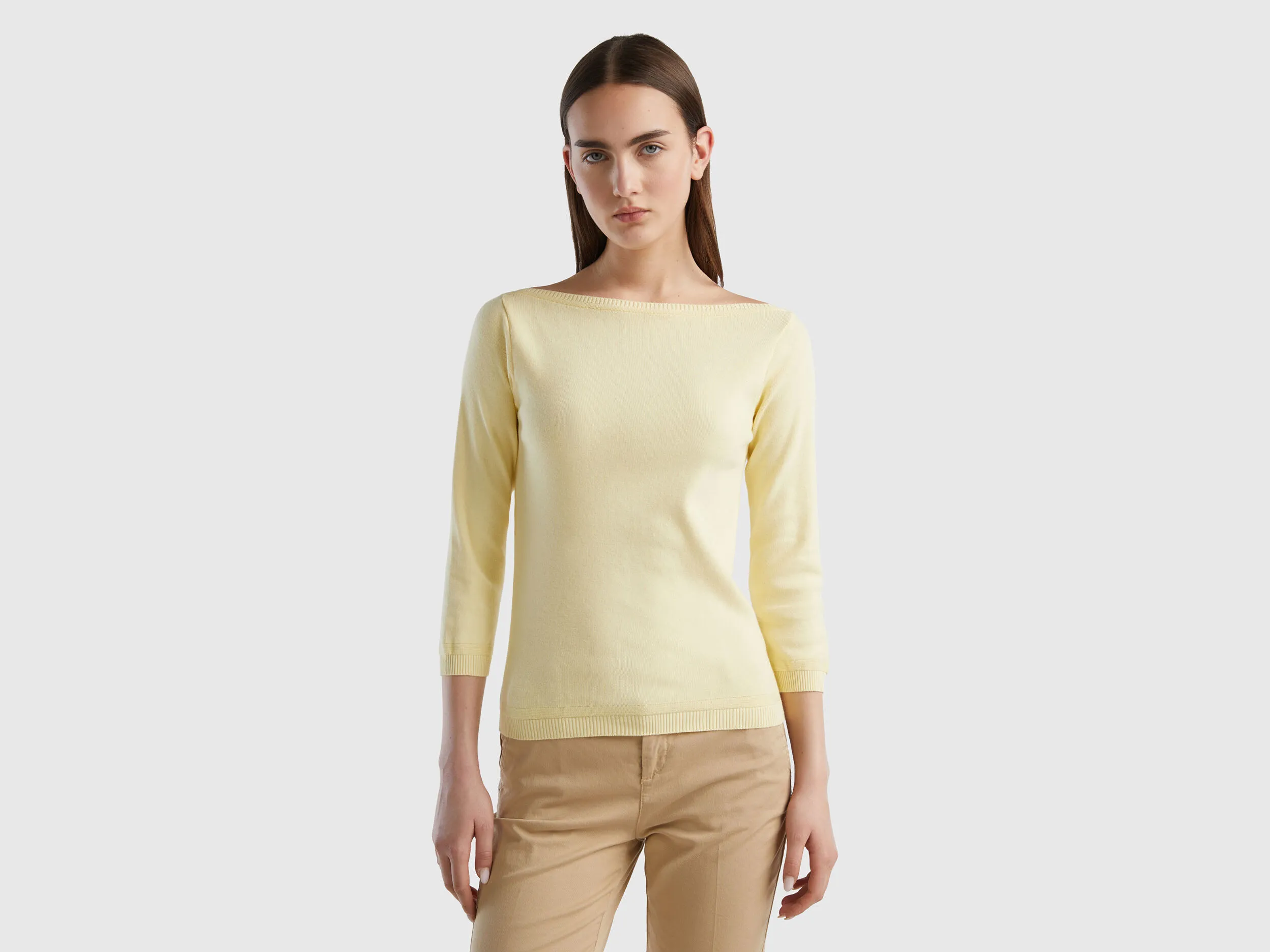 Jersey de 100 % algodón con escote barco