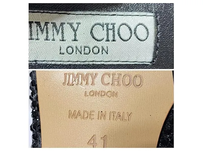 Jimmy Choo Romy 85 Zapatos de Ante Cortados con Láser Embellecidos con Cristales Negros Talla 41 