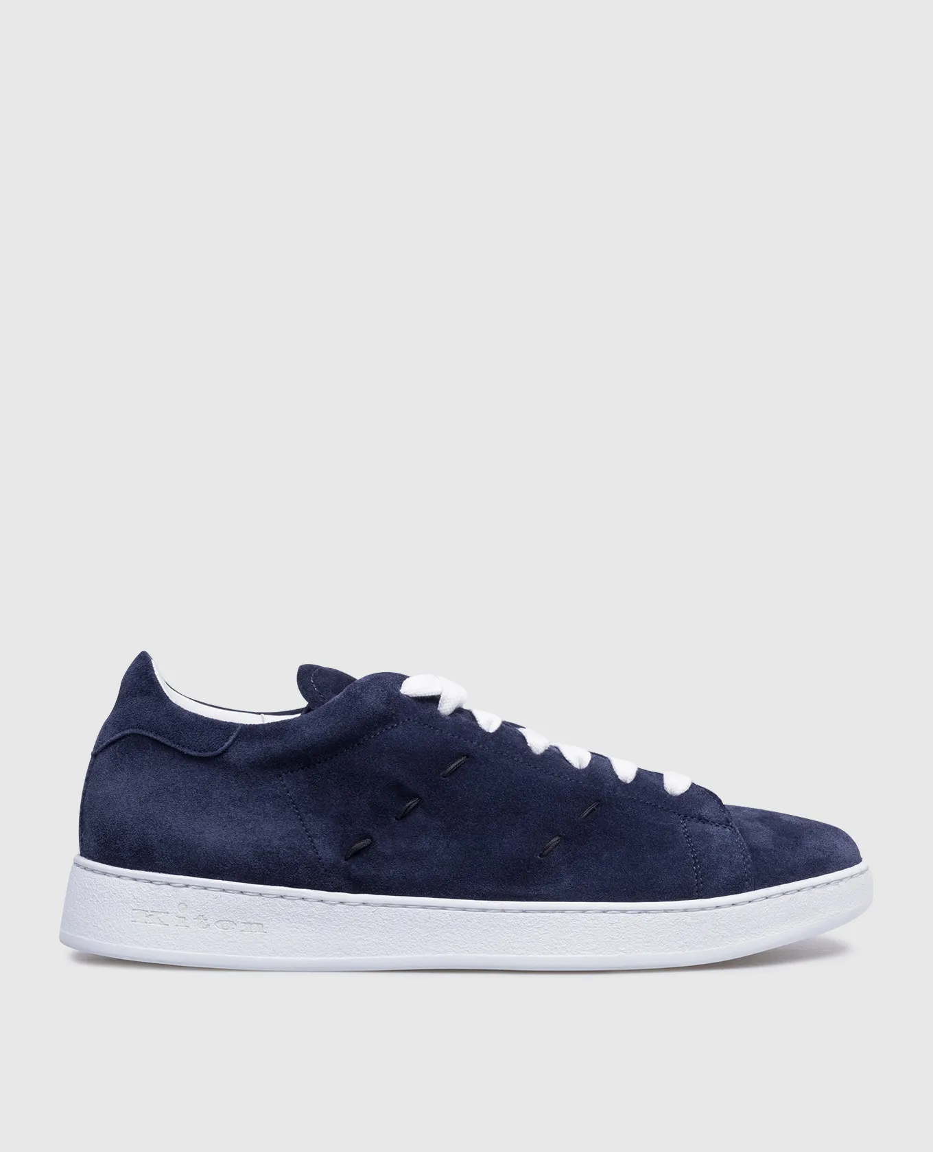 Kiton Blue suede trainers with logo