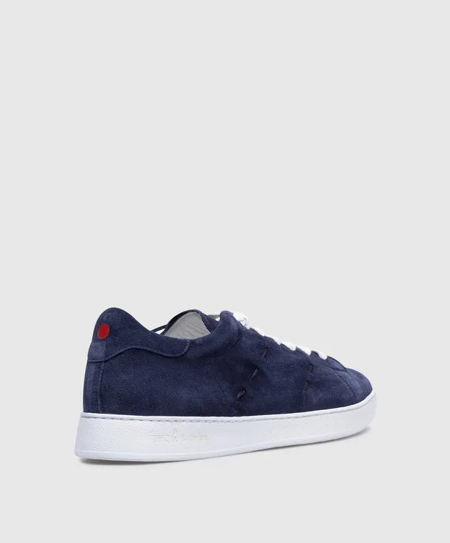 Kiton Blue suede trainers with logo