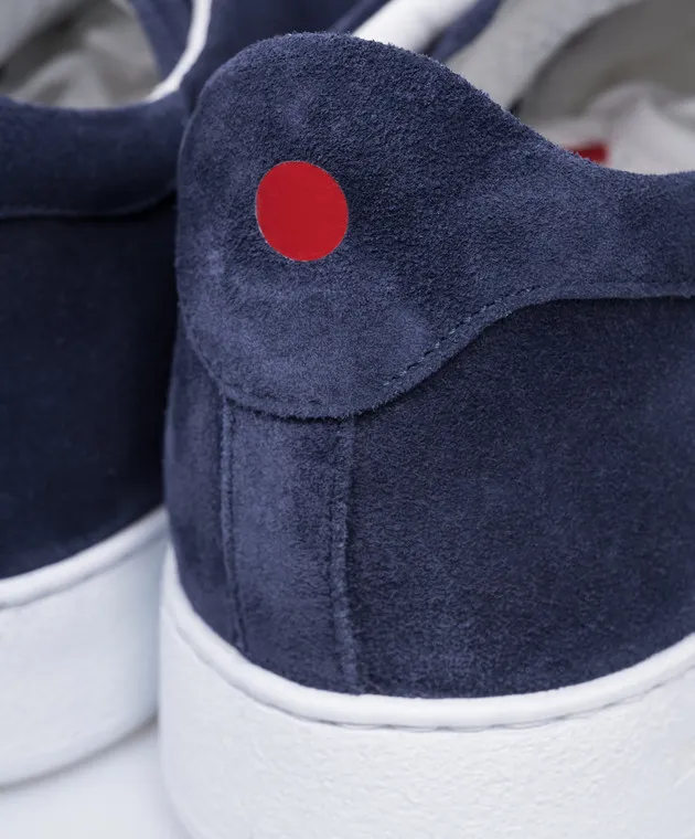 Kiton Blue suede trainers with logo