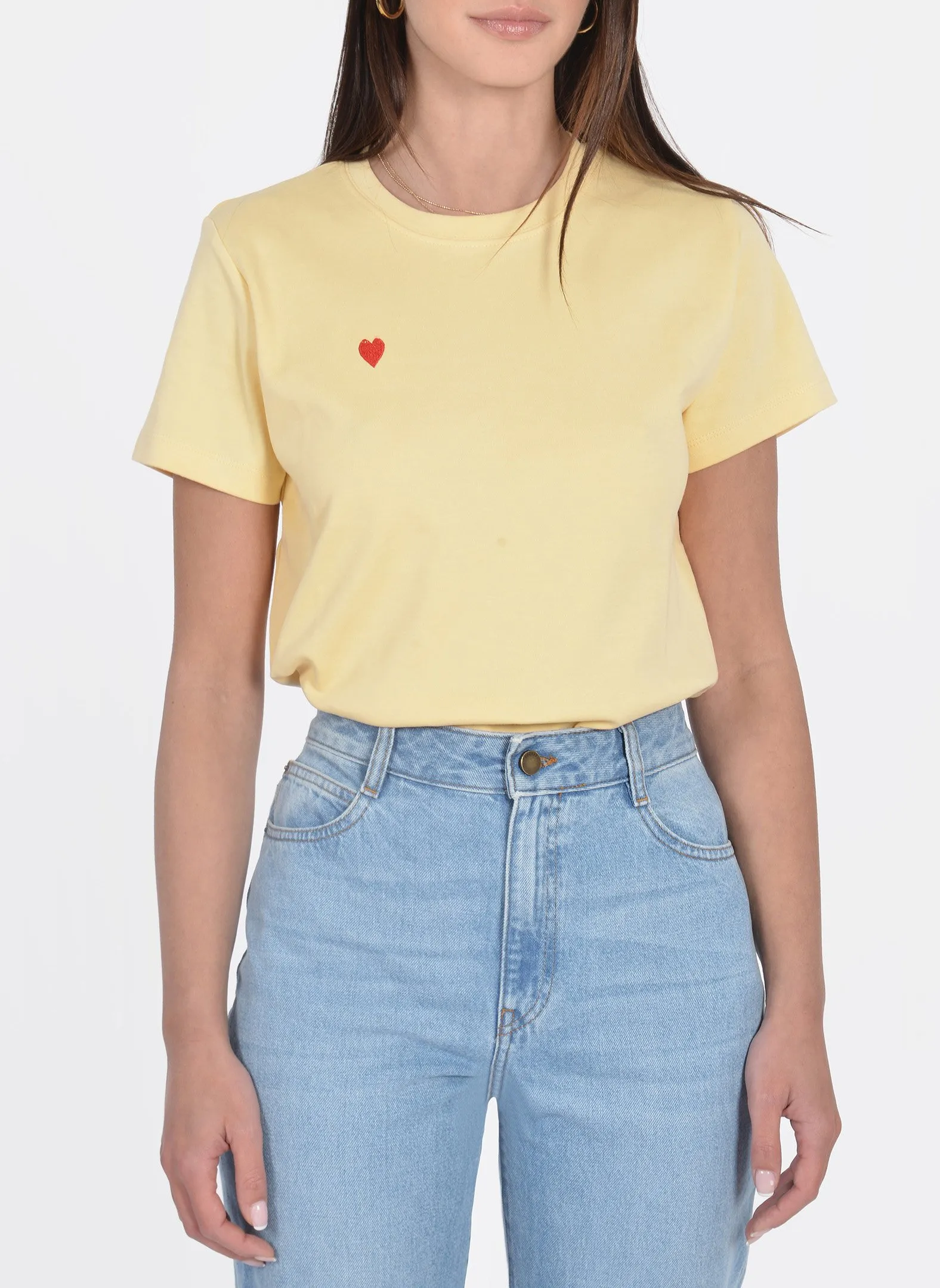 KOOKAI Camiseta de cuello redondo de algodón en beige
