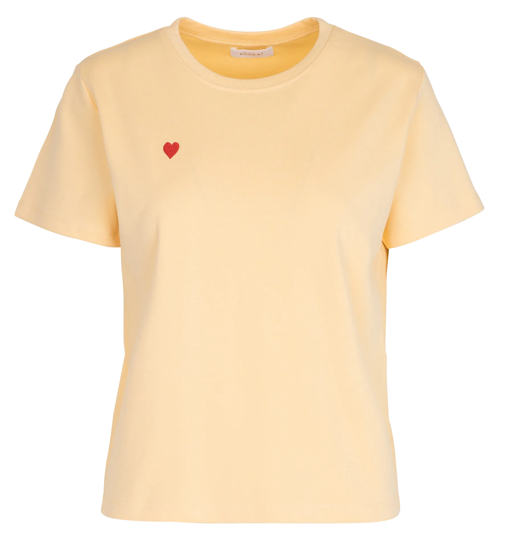 KOOKAI Camiseta de cuello redondo de algodón en beige
