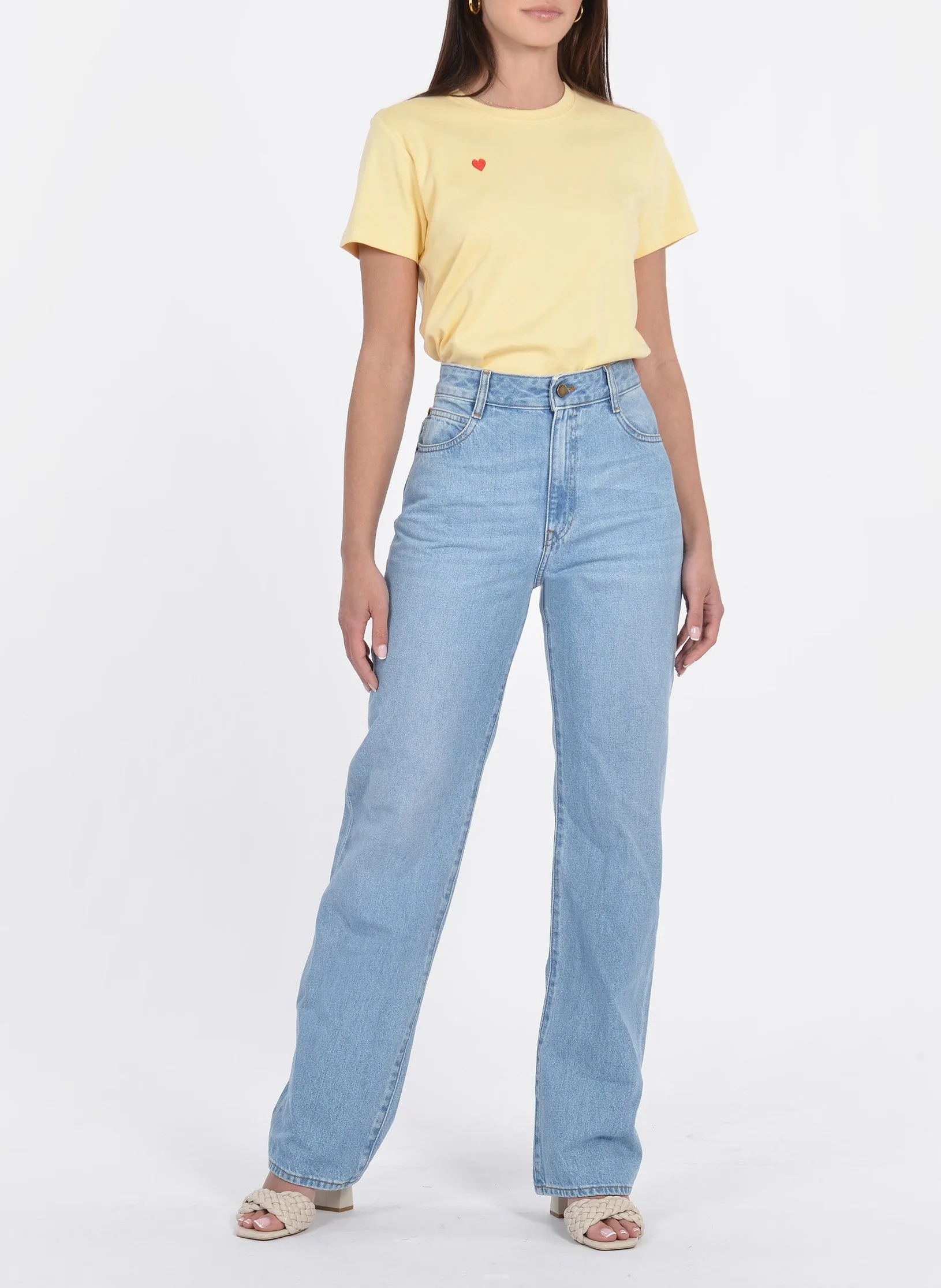 KOOKAI Camiseta de cuello redondo de algodón en beige